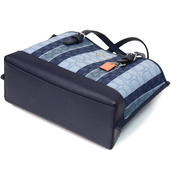 COACH】コーチ ジャガード レザー シグネチャー デニム ストライプ