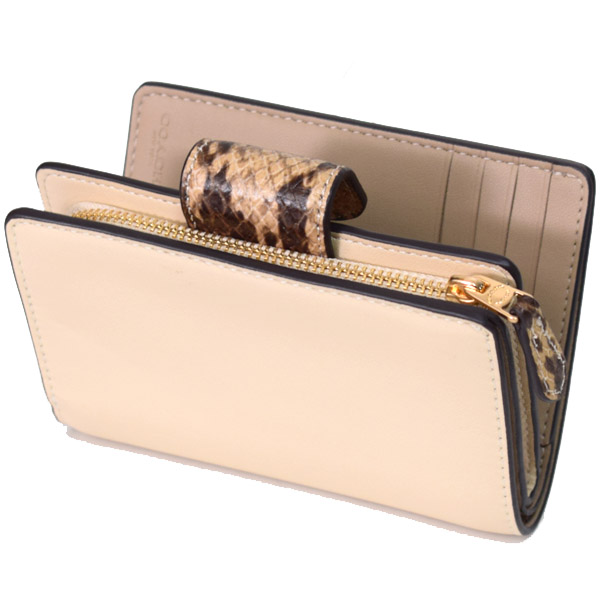 COACH】コーチ レザー スネーク パイソン ミディアム コーナー ジップ