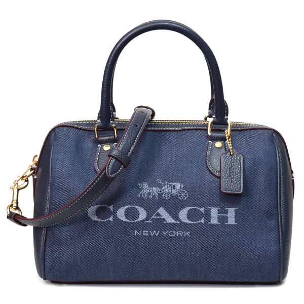 COACH】コーチ デニム レザー ローワン サッチェル ロゴ 2WAY 斜め掛け