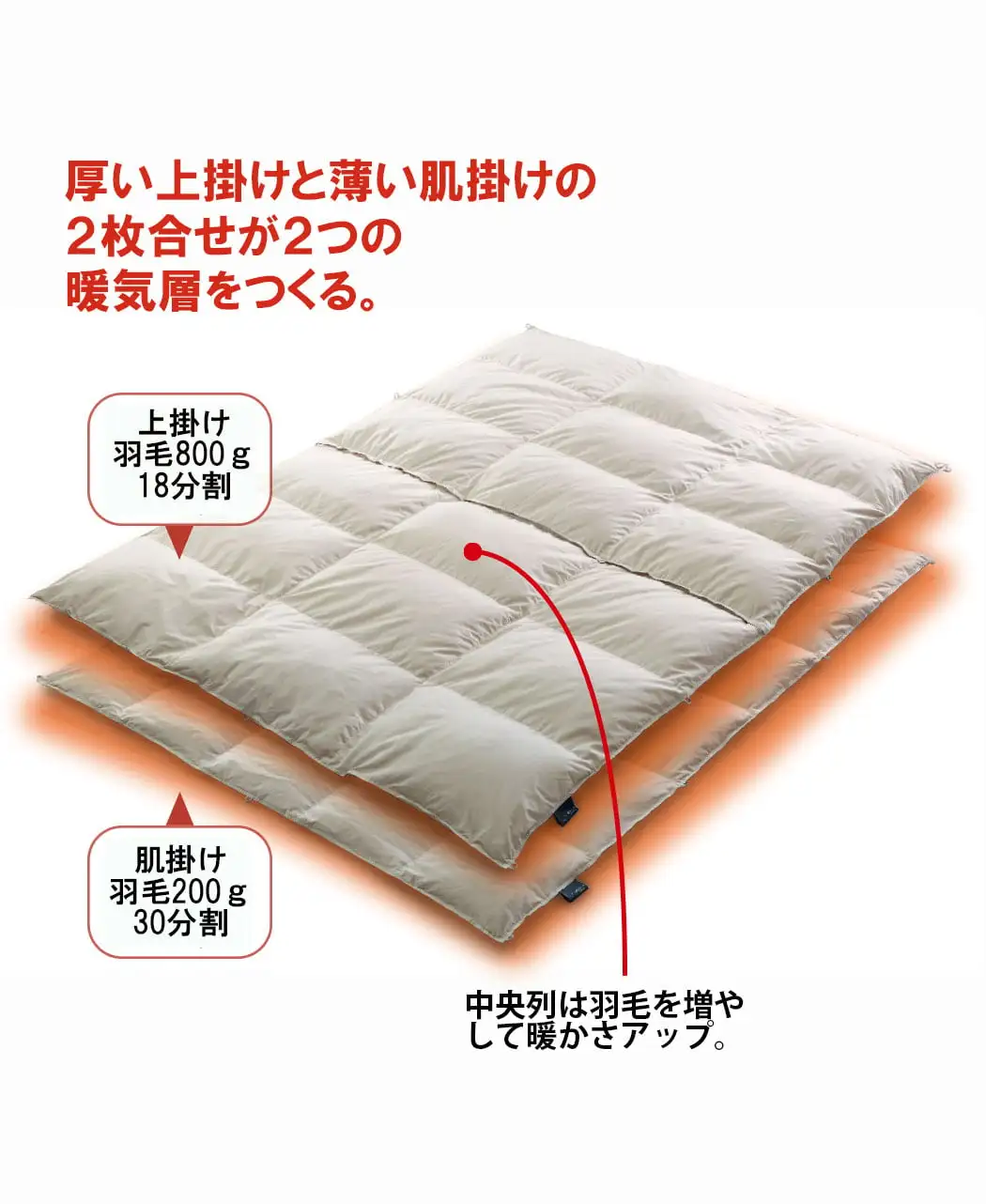 通販生活®2枚合せ羽毛布団モスコビー｜【公式】カタログハウスの通販サイト