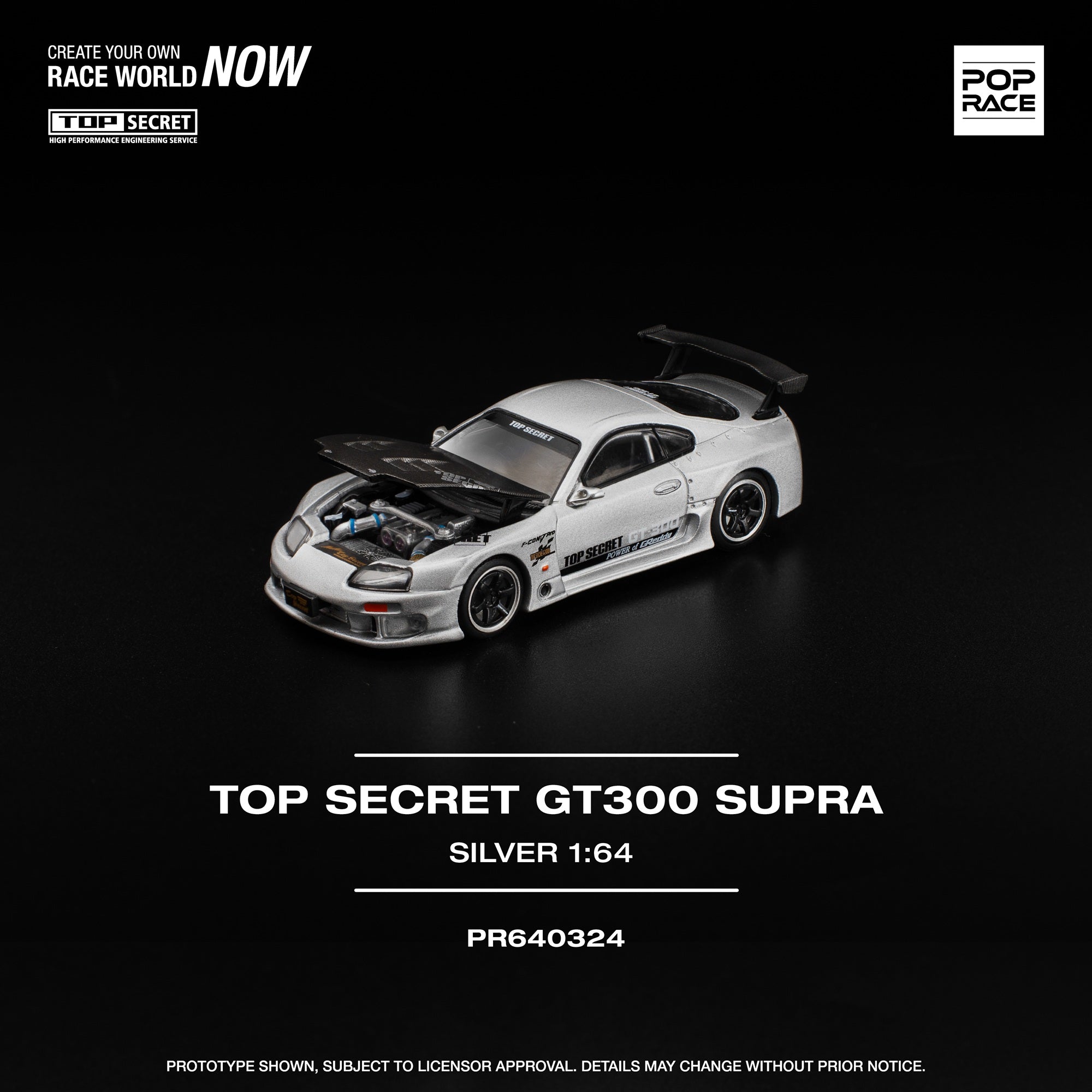 Pop Race 1:64 TOP SECRET GT300 SUPRA SILVER PR640324 – CarBro MC
