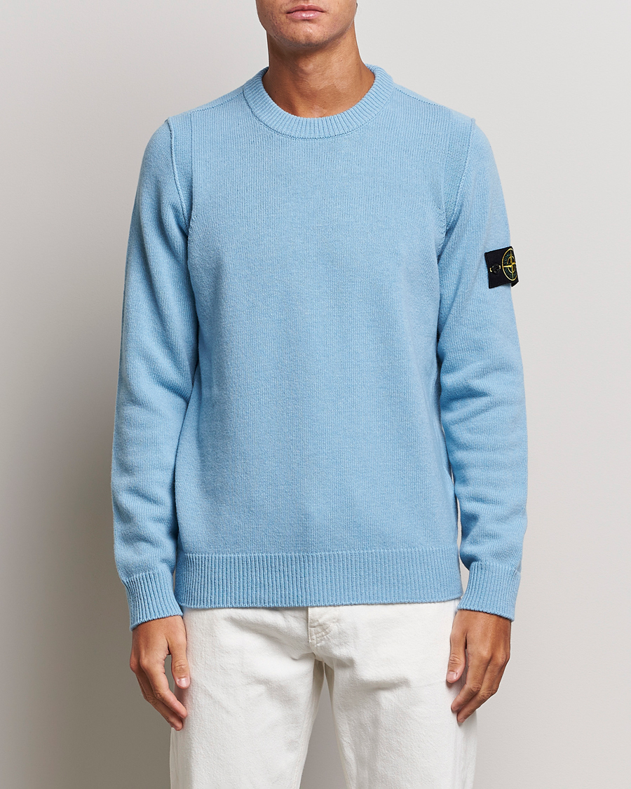 Stone Island Knitted Lambwool Sweater Sky Blue at CareOfCarl.com