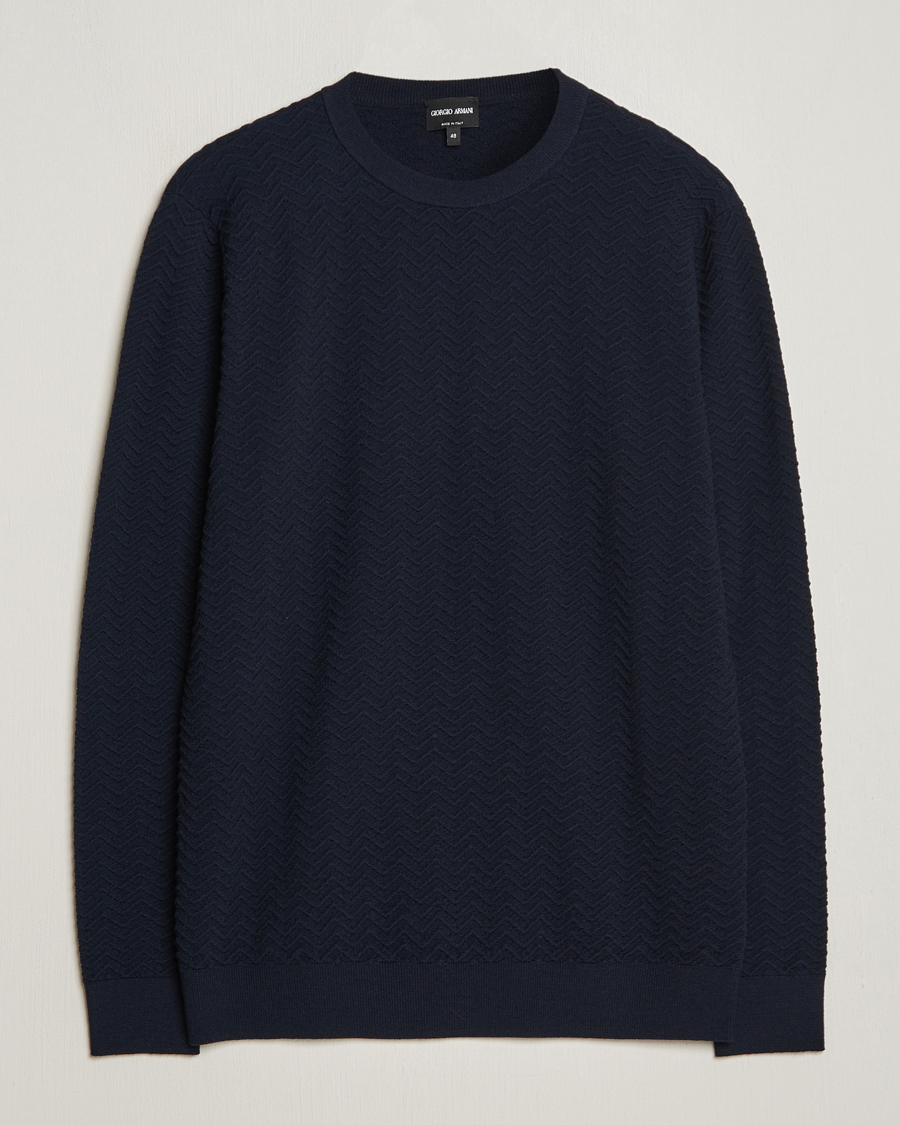 Giorgio Armani Wool Chevron Pullover Navy at CareOfCarl.com