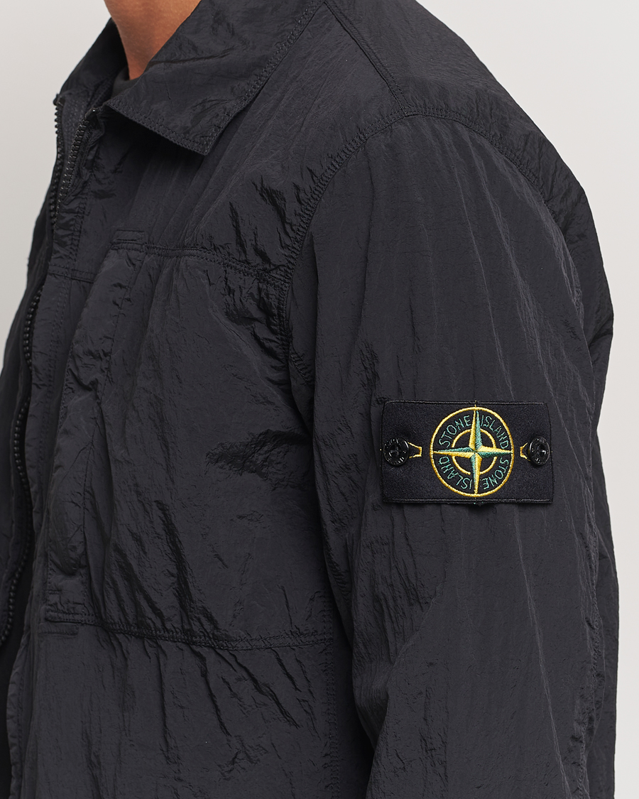 Stone Island Nylon Metal Zip Overshirt Black at CareOfCarl.com