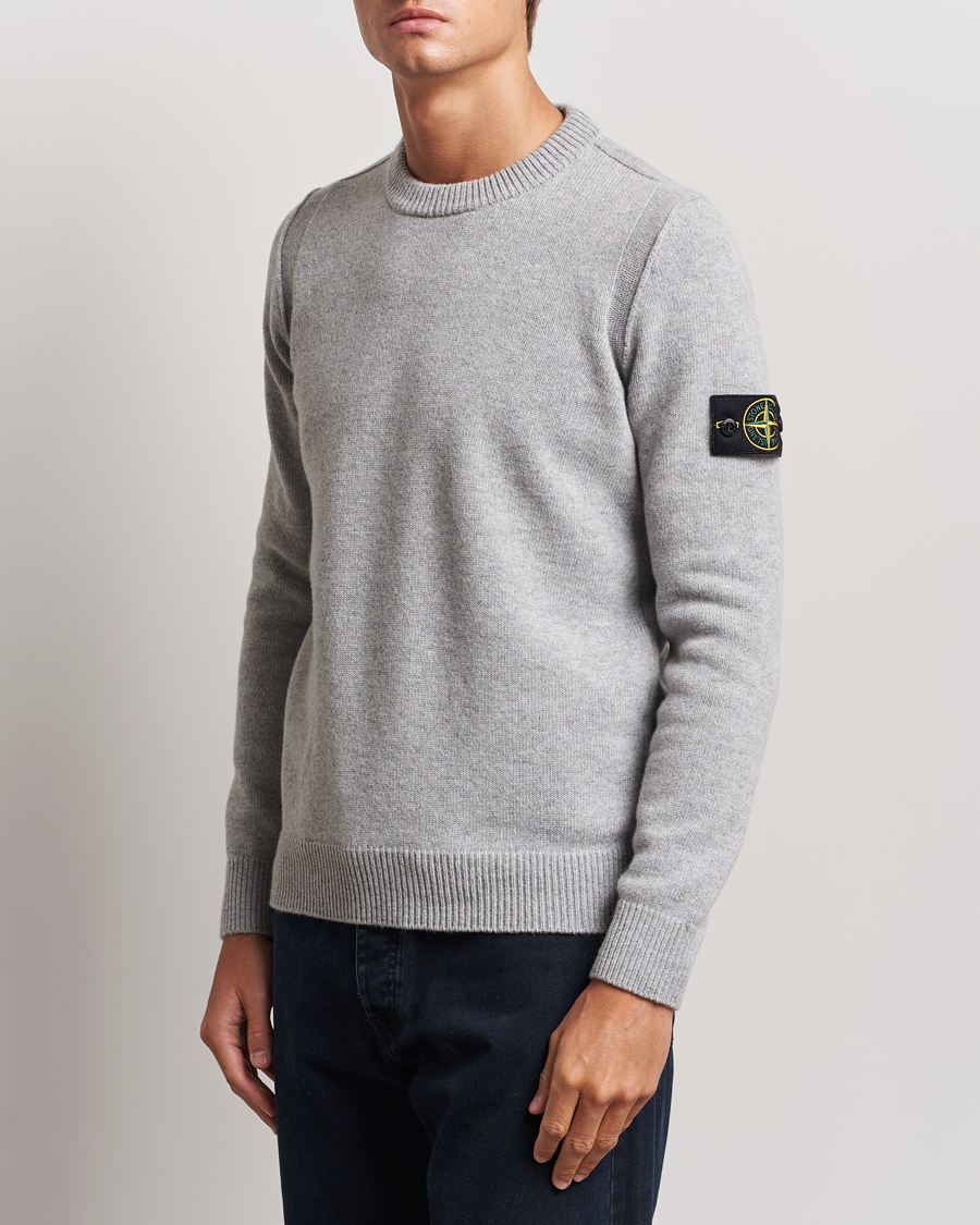 Stone Island Knitted Lambwool Sweater Melange Grey at CareOfCarl.com
