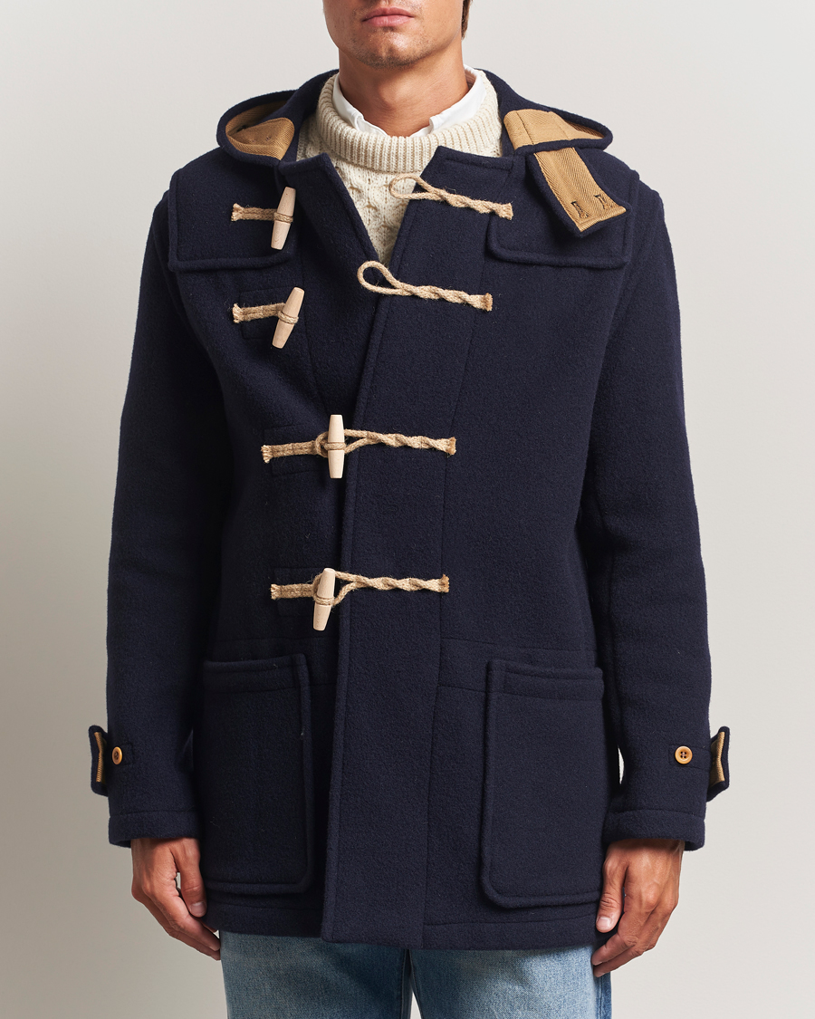 Gloverall Mid Length Monty Union Jack Duffle Coat Navy at