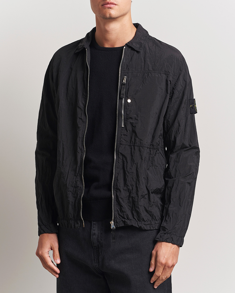 Stone Island Nylon Metal Zip Overshirt Black at CareOfCarl.com