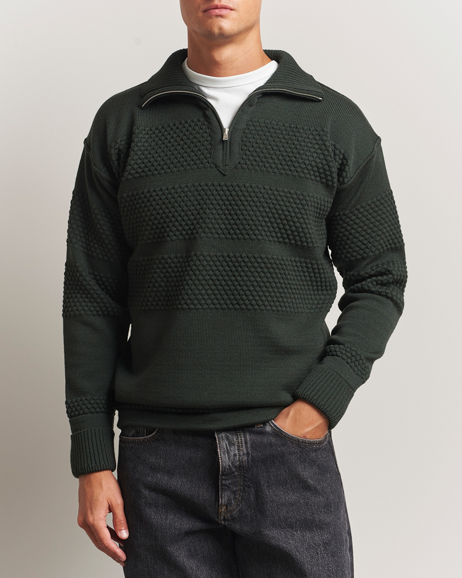 S.N.S. Herning Fisherman Wool Short Zip Dark Forest Green at