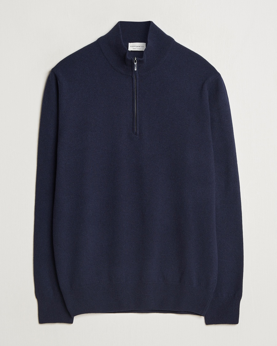 Brunello Cucinelli 2 Ply Cashmere Half Zip Navy at CareOfCarl.com