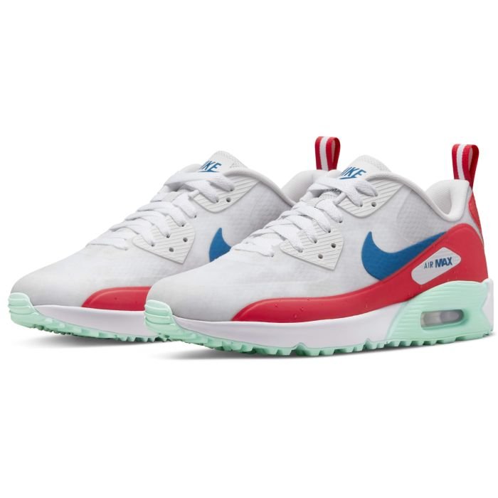 Nike Air Max 90 G NRG Golf Shoes Summit White/Dark Marina Blue/Red
