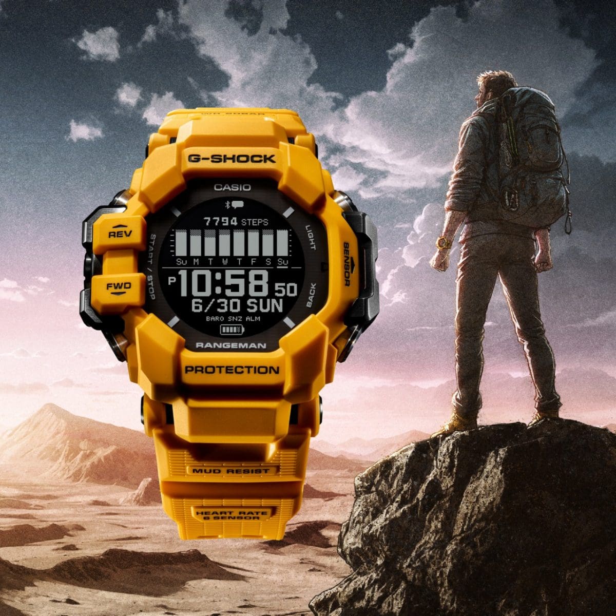 GPRH1000-9 | Yellow Rangeman GPS Navigation Watch | Casio G-SHOCK