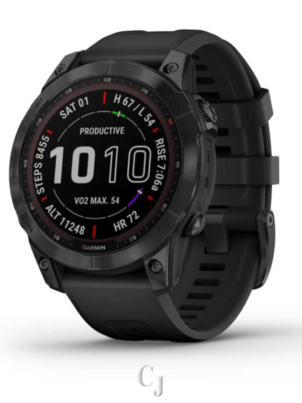 GARMIN FENIX 7 SAPPHIRE SOLAR BLACK DLC TITANIUM W/ BLACK BAND 010