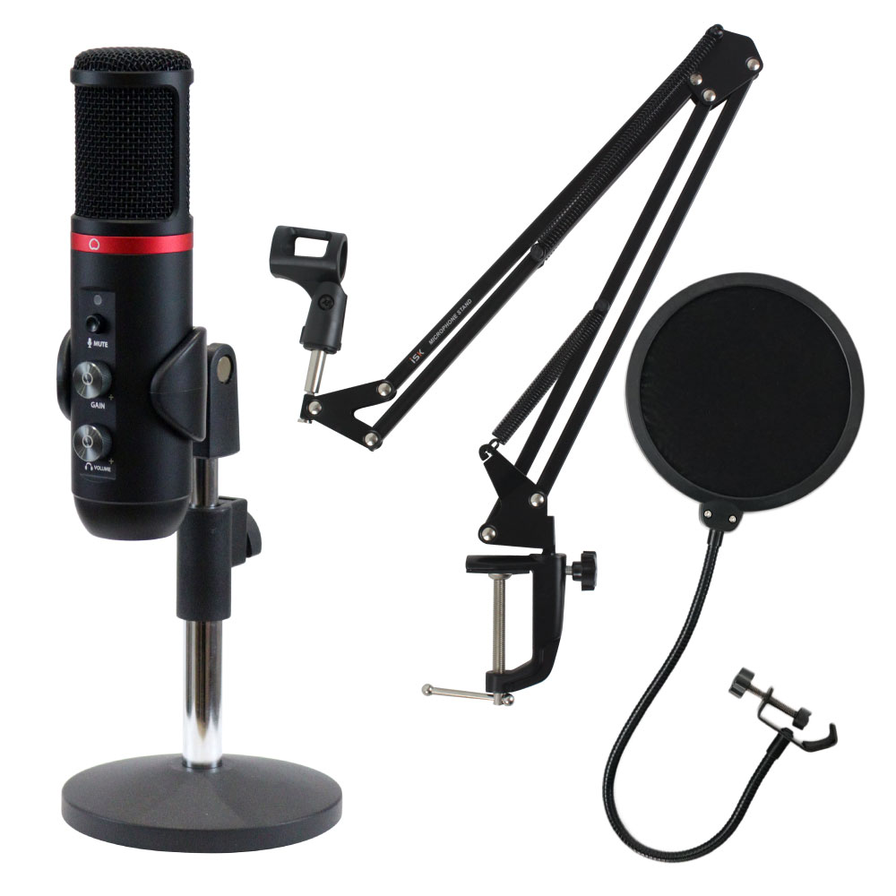 iSK X2 USBコンデンサーマイク アームスタンド＆ポップフィルター付き
