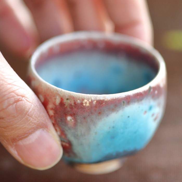 山田想 青窯変ぐいのみ 作家もの酒器 常滑焼ぐい吞み 桐箱