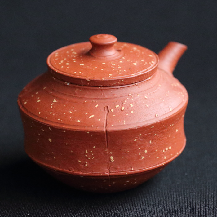 三代山田常山 梨皮朱泥宝瓶 常滑焼 満容量100ml 人間国宝