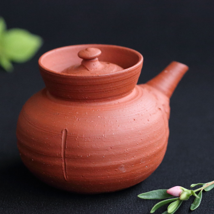 四代山田常山 朱泥宝瓶 満容量100ml とても小さい急須 作家もの常滑焼