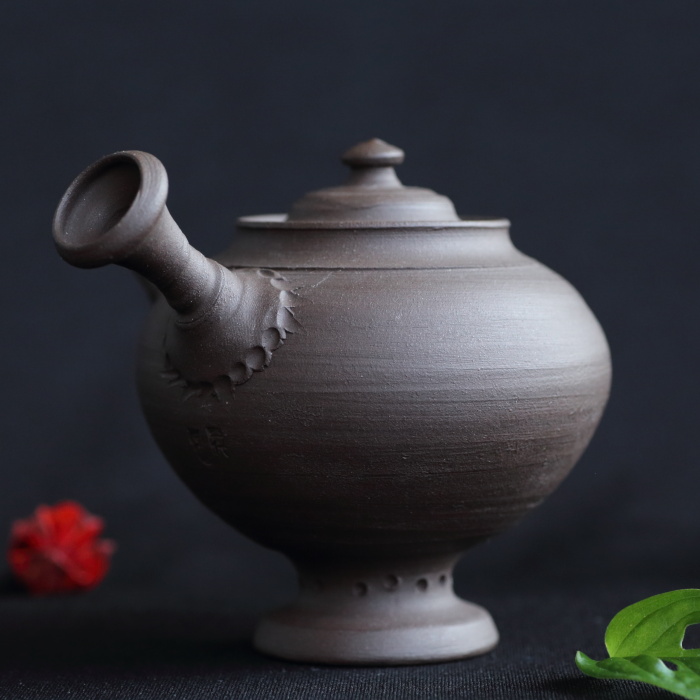 四代山田常山 紫泥急須 満容量180ml 作家もの常滑焼煎茶器 日本茶中国