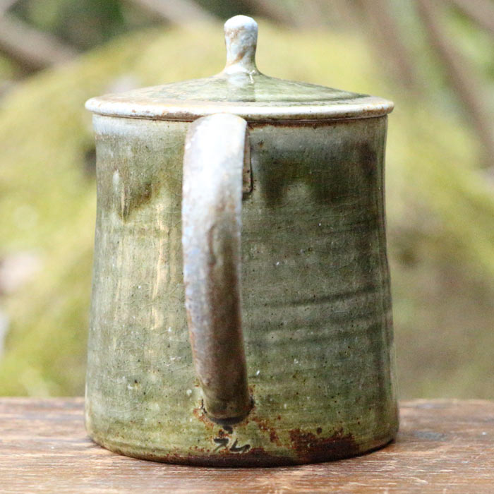 山本広巳 緑釉急須 萬古焼煎茶器 穴窯焼成 作家ものティーポット 名匠