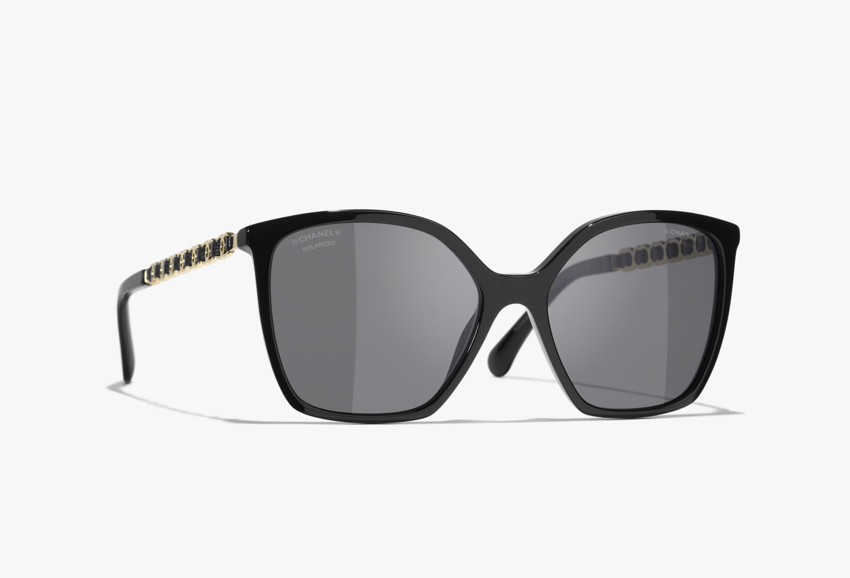 CHANEL Sunglasses: Square Sunglasses, acetate & calfskin — Fashion