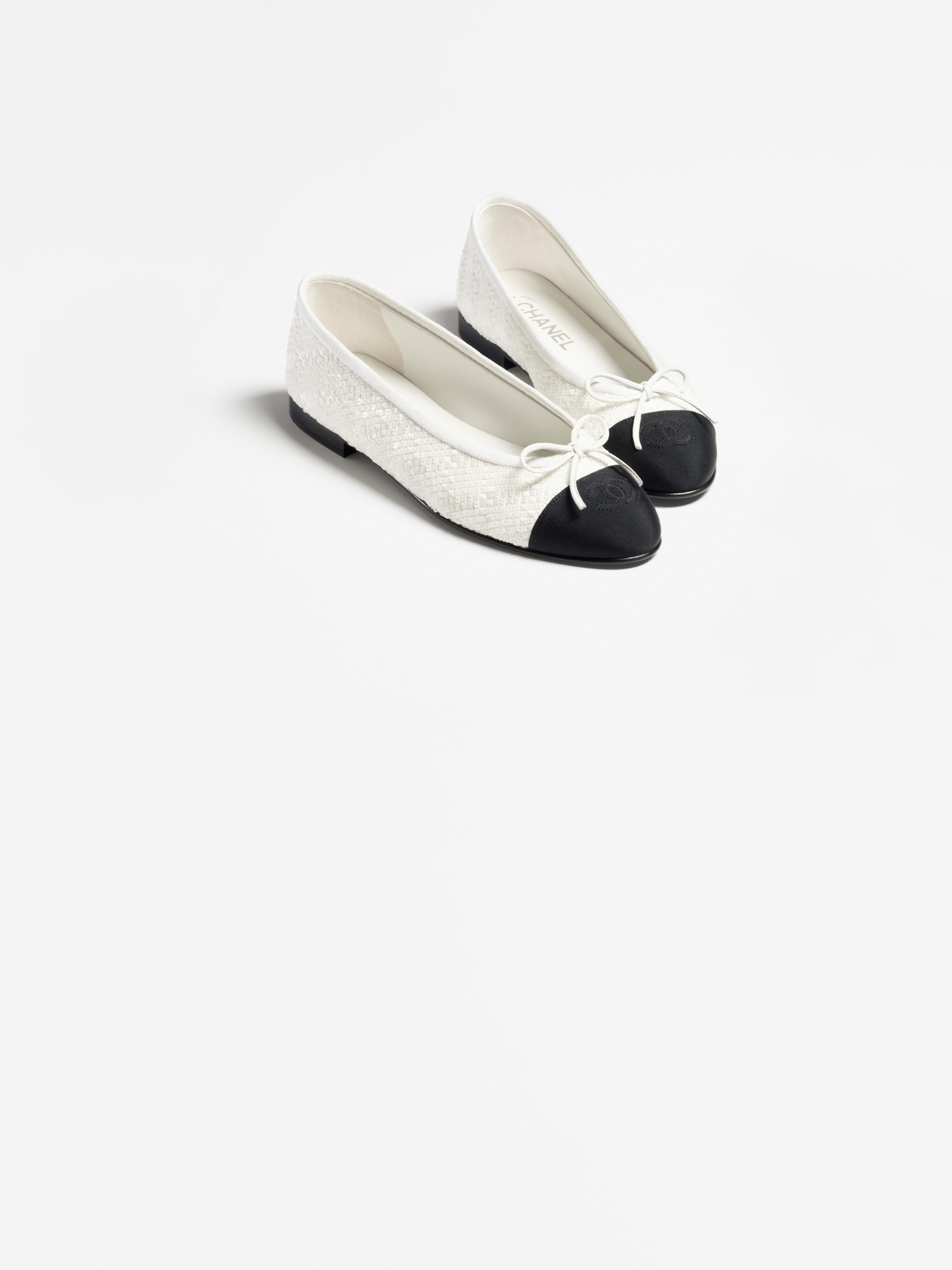 バレリーナ - スパンコール & グログラン、ホワイト & ブラック