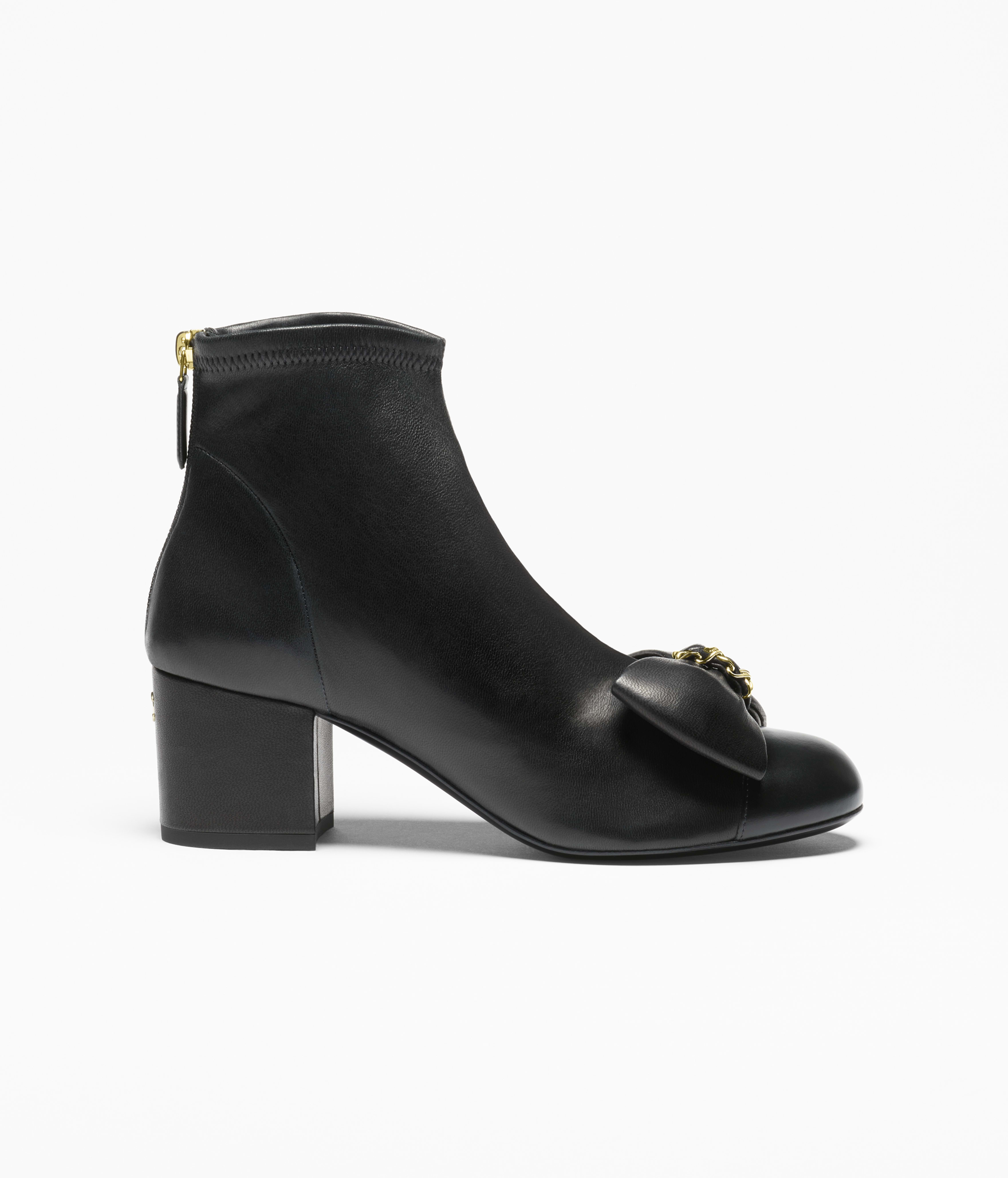 ショート ブーツ - ストレッチ ラムスキン、ブラック — ファッション