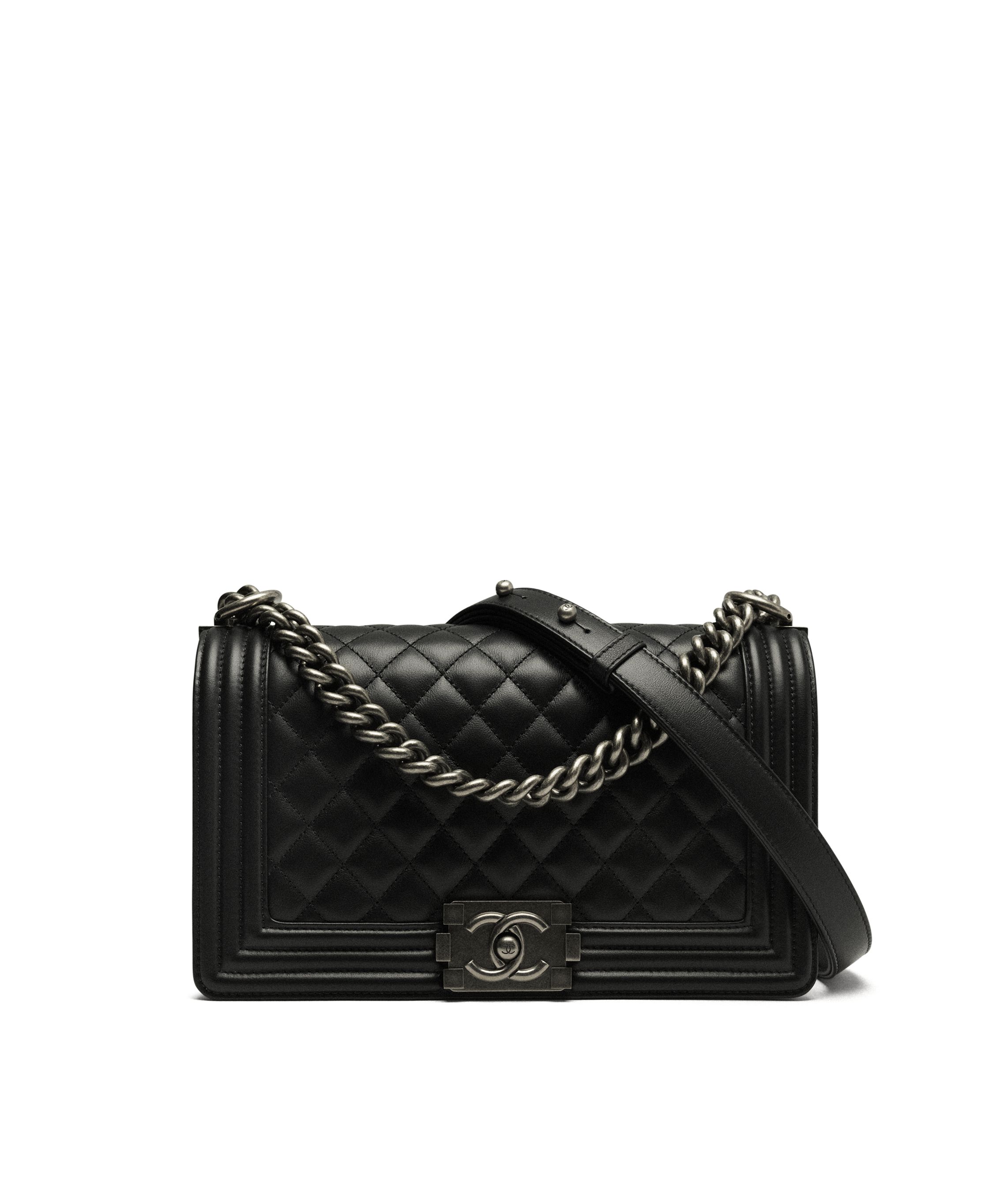 Boy chanel ハンドバッグ、カーフスキン、ブラック — ファッション