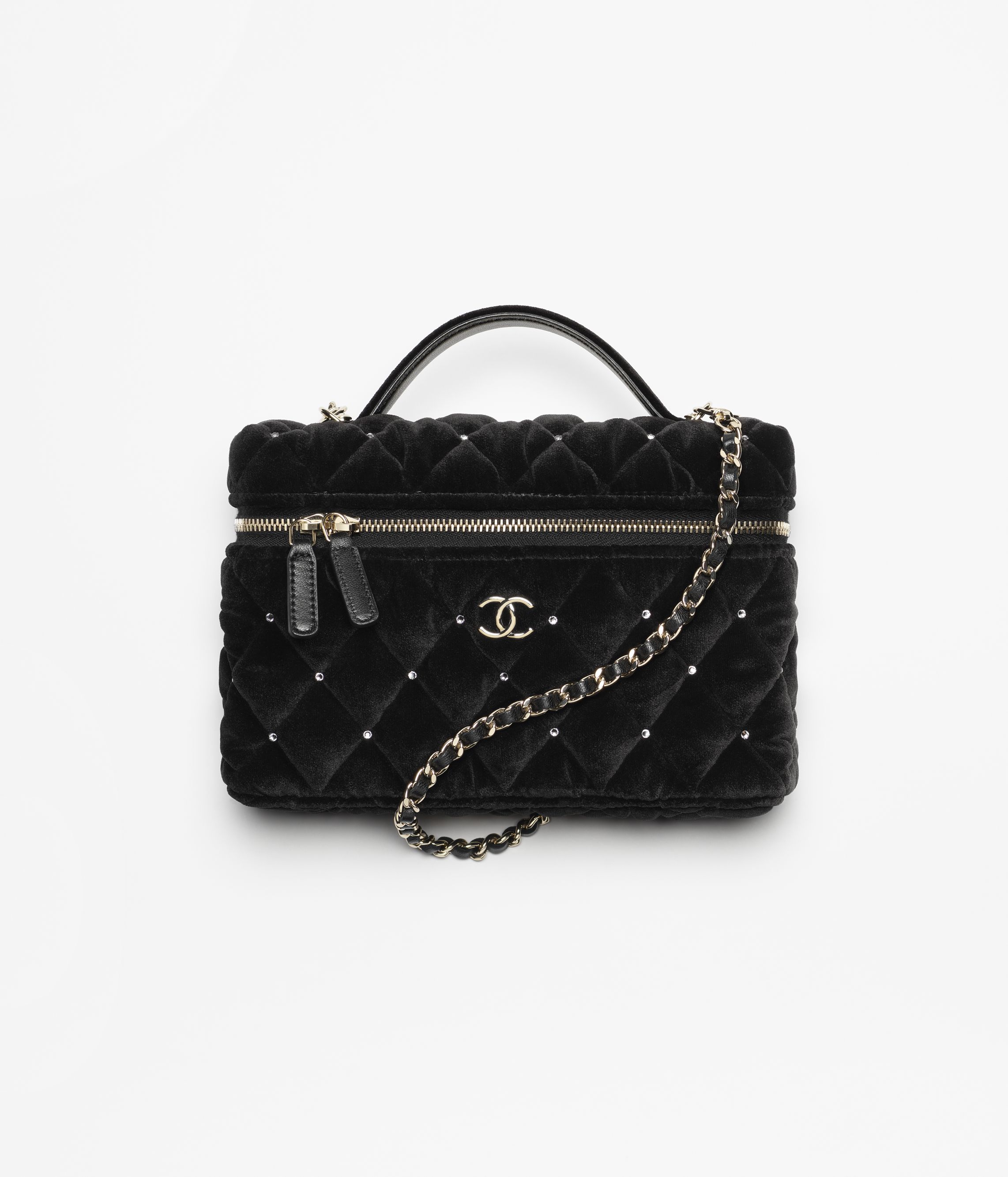 Camellia - Mixed fibers, strass & glass pearls, black — Fashion