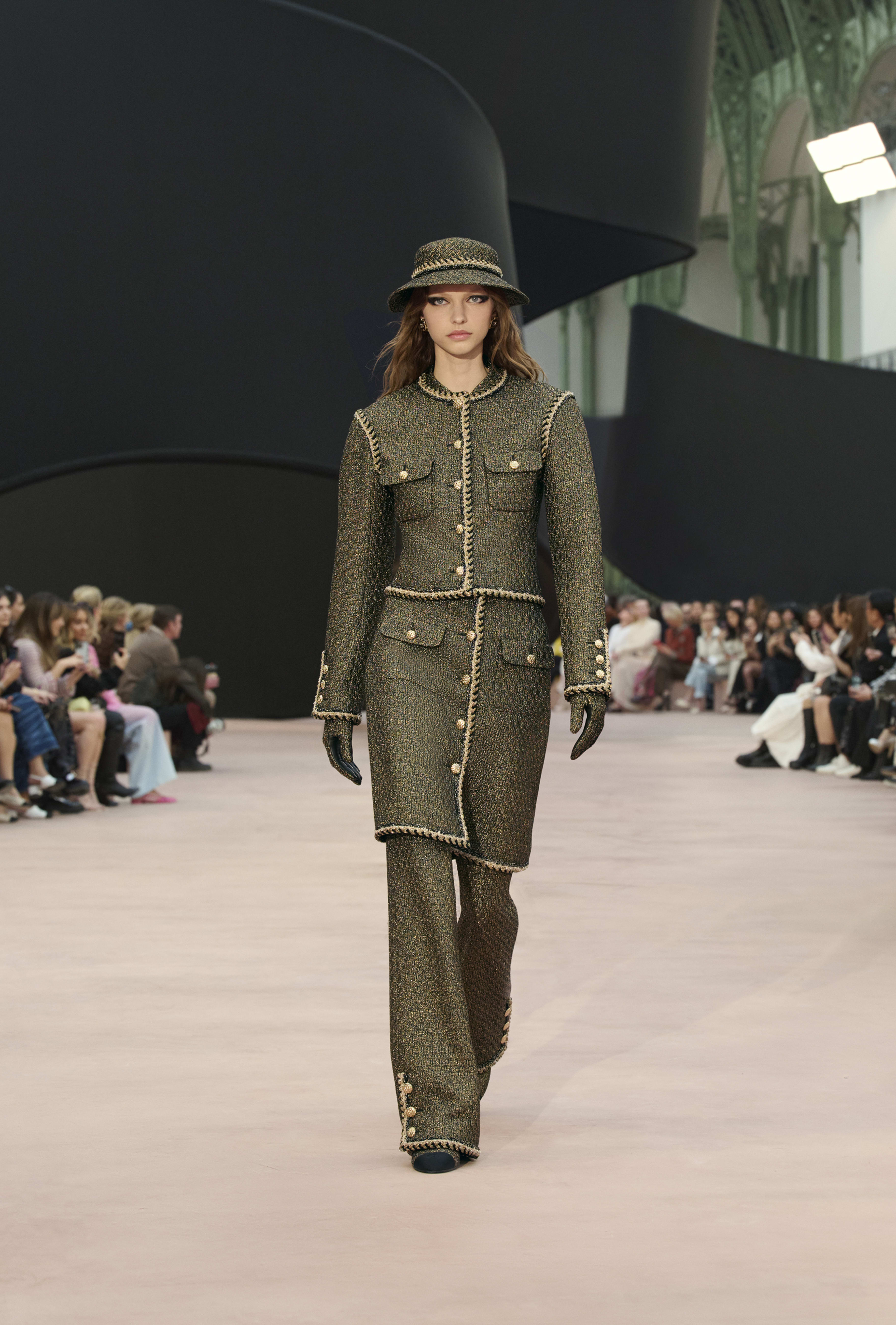 グローブ - ツイード & ラムスキン、ゴールド & ブラック