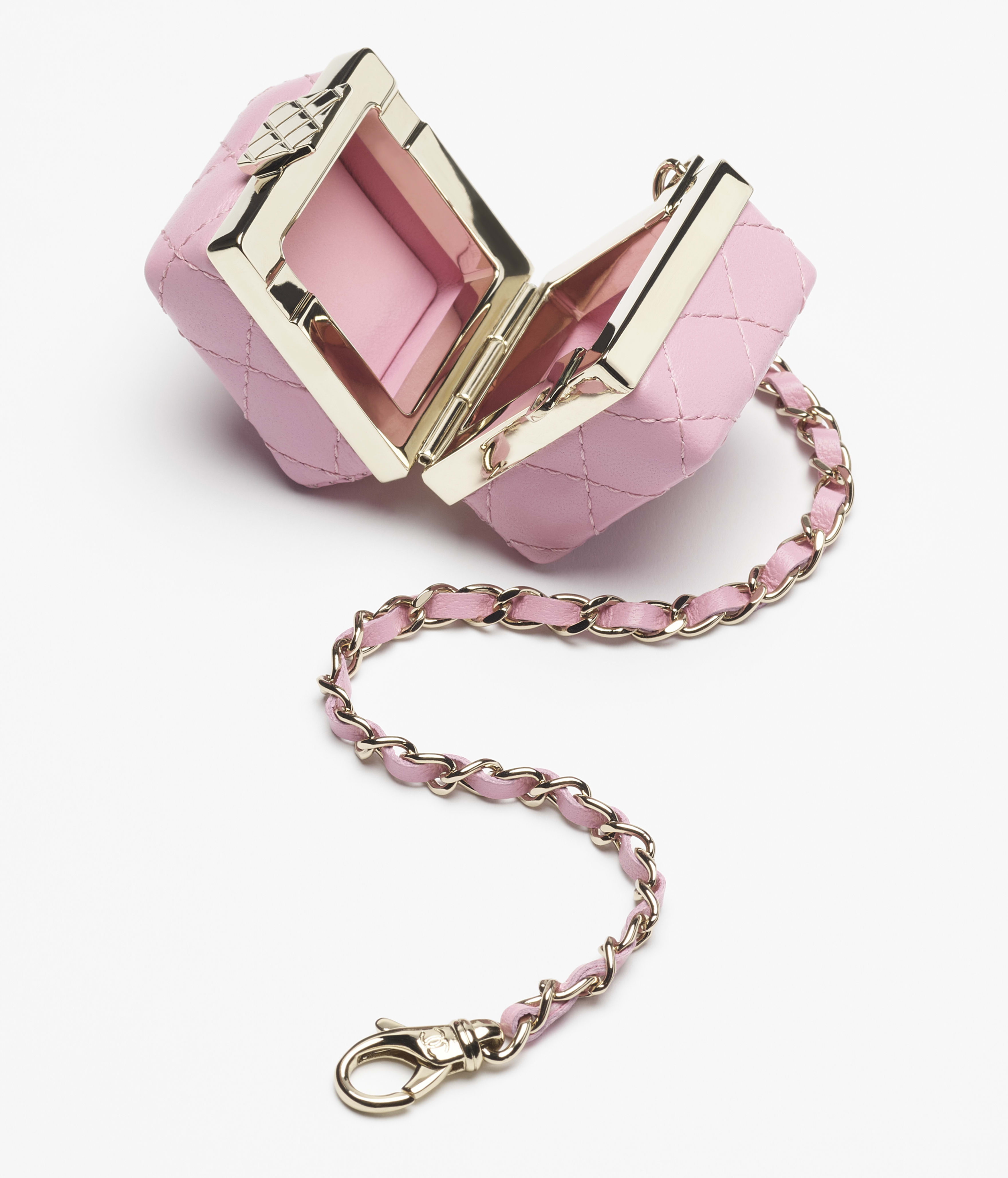 Mini bag charm - Lambskin & gold-tone metal, pink — Fashion | CHANEL
