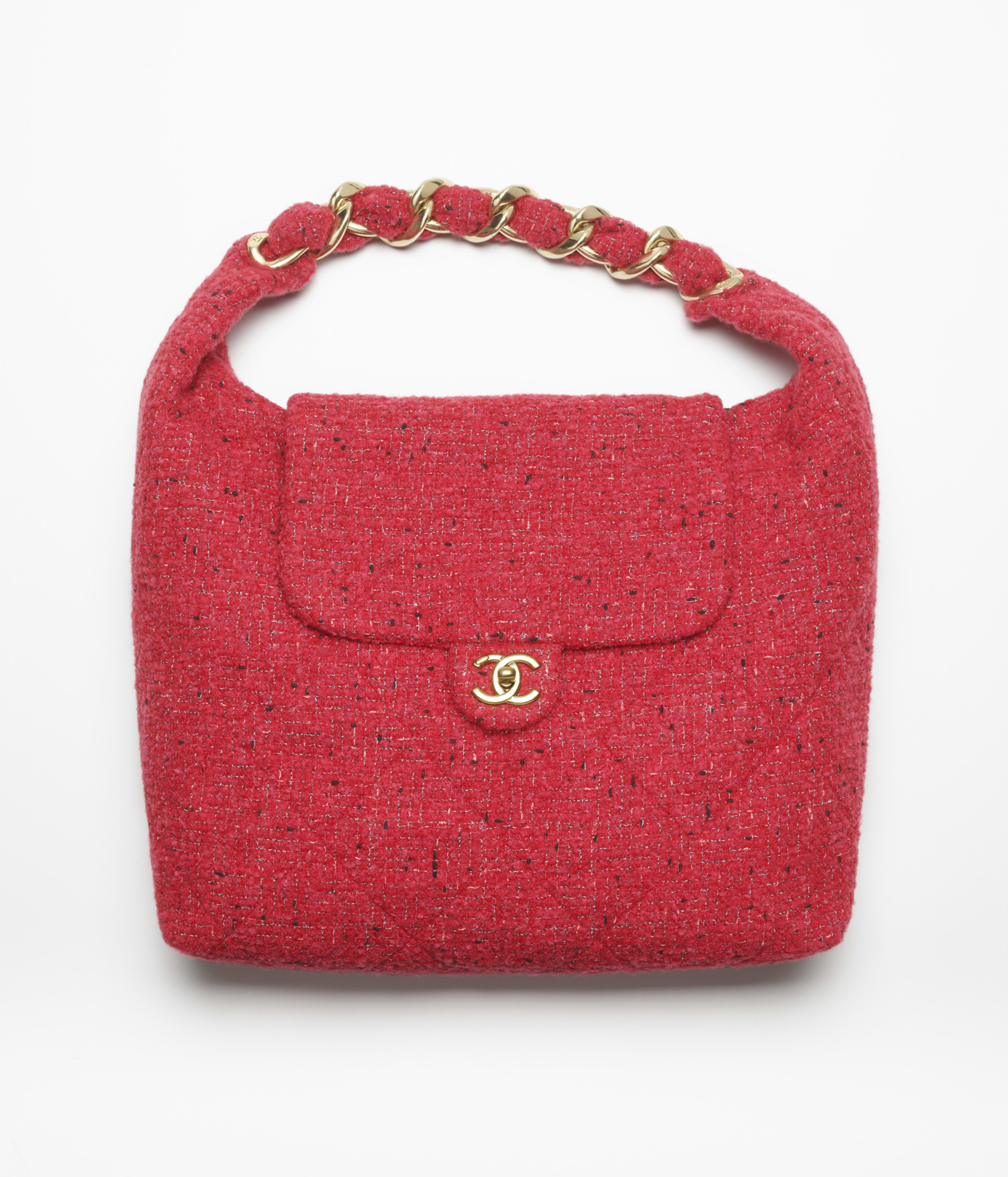 ホーボー バッグ、シャイニー カーフスキン 、レッド — ファッション