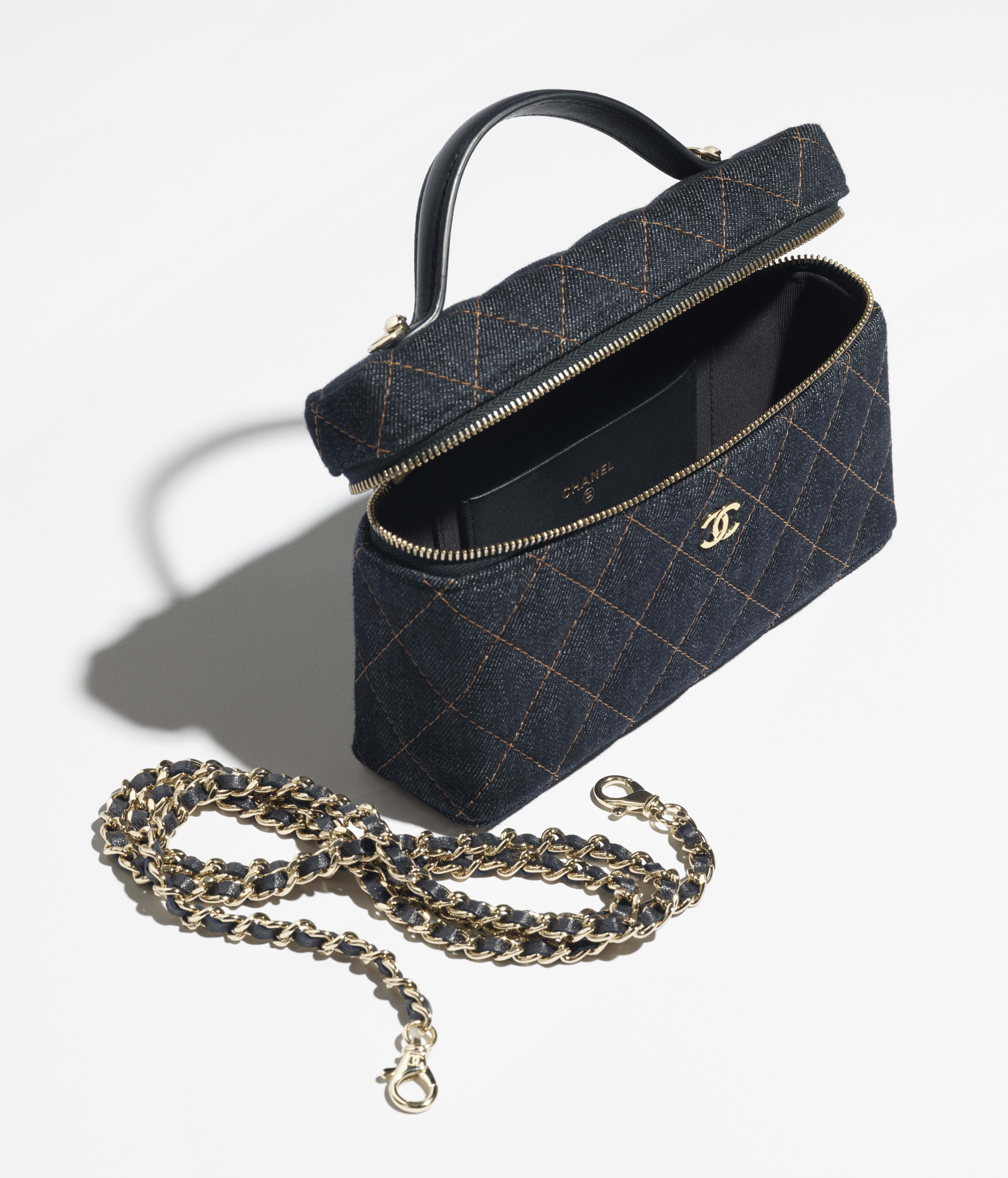 ヴァニティケース - デニム、ダークブルー & オレンジ — ファッション