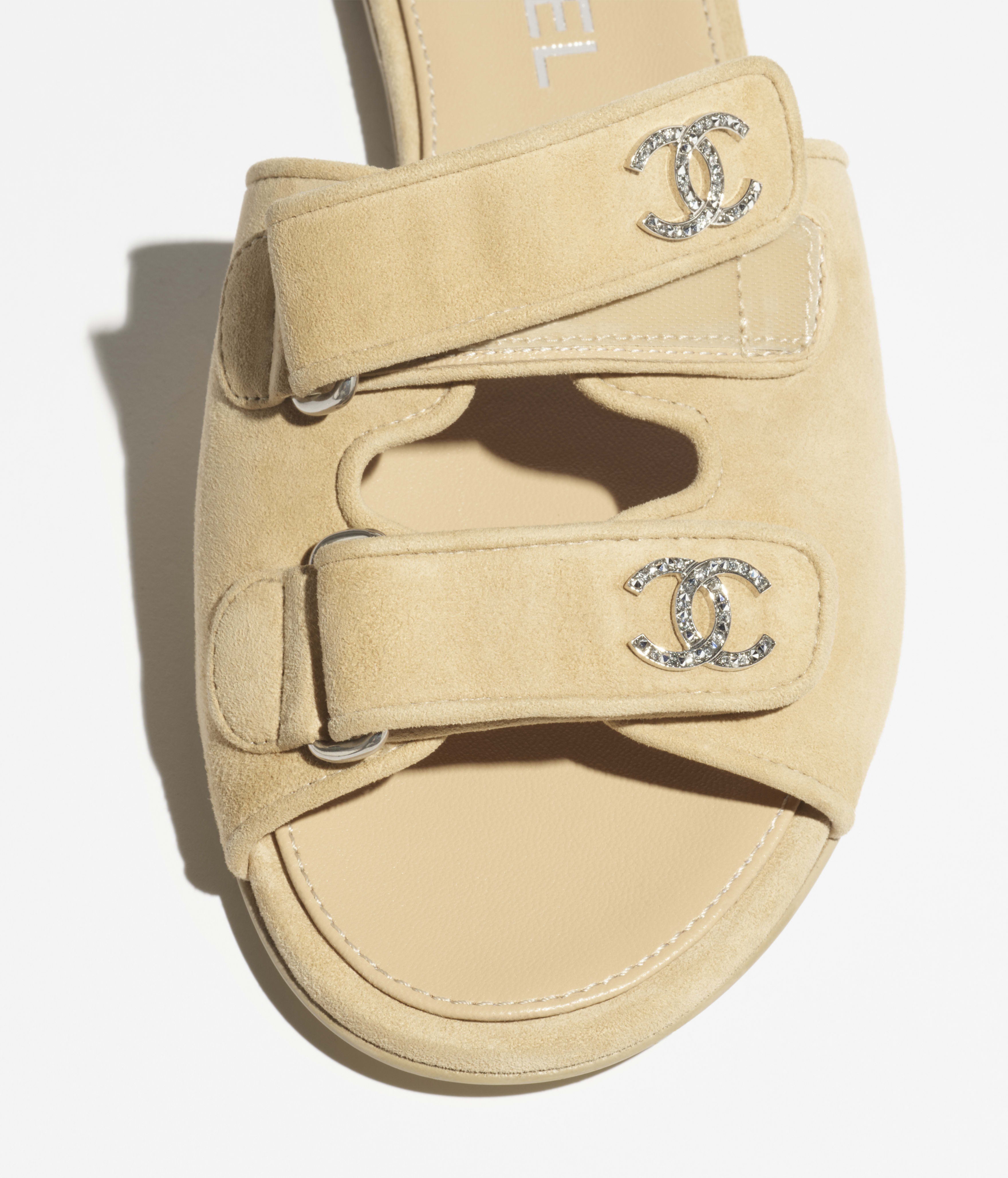 ミュール - スエード キッドスキン、ベージュ — ファッション | CHANEL