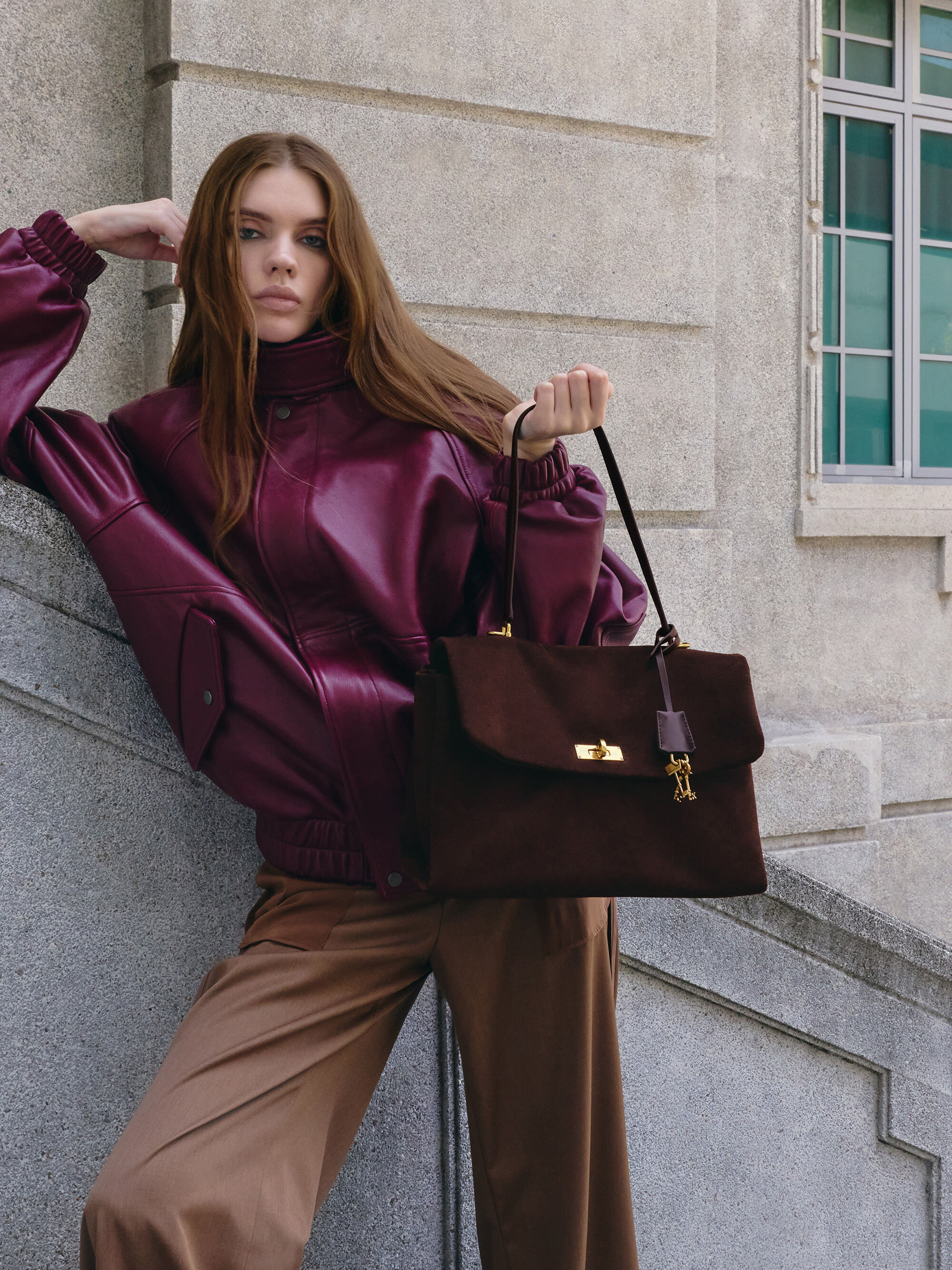 Espresso Brown Kerry Top Handle Satchel Bag - CHARLES & KEITH MX