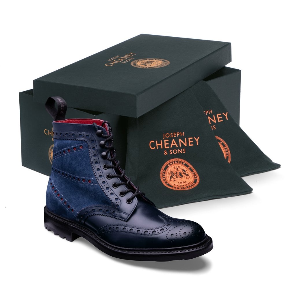 Cheaney Lyall B Men's Navy Calf Leather/Navy Suede Ankle Boot