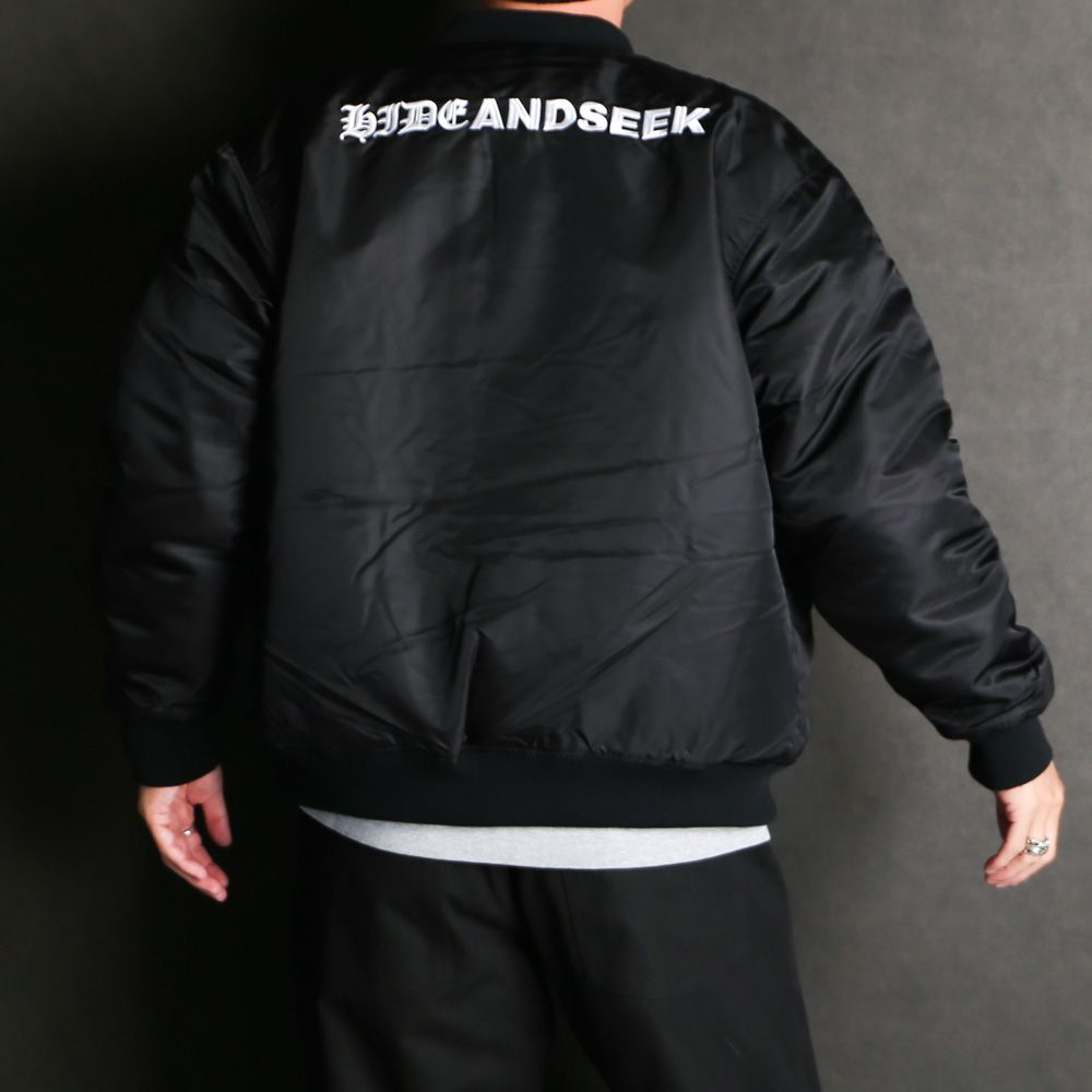 HideandSeek - Nylon Varsity Jacket(24aw) - BLK / ナイロン バー