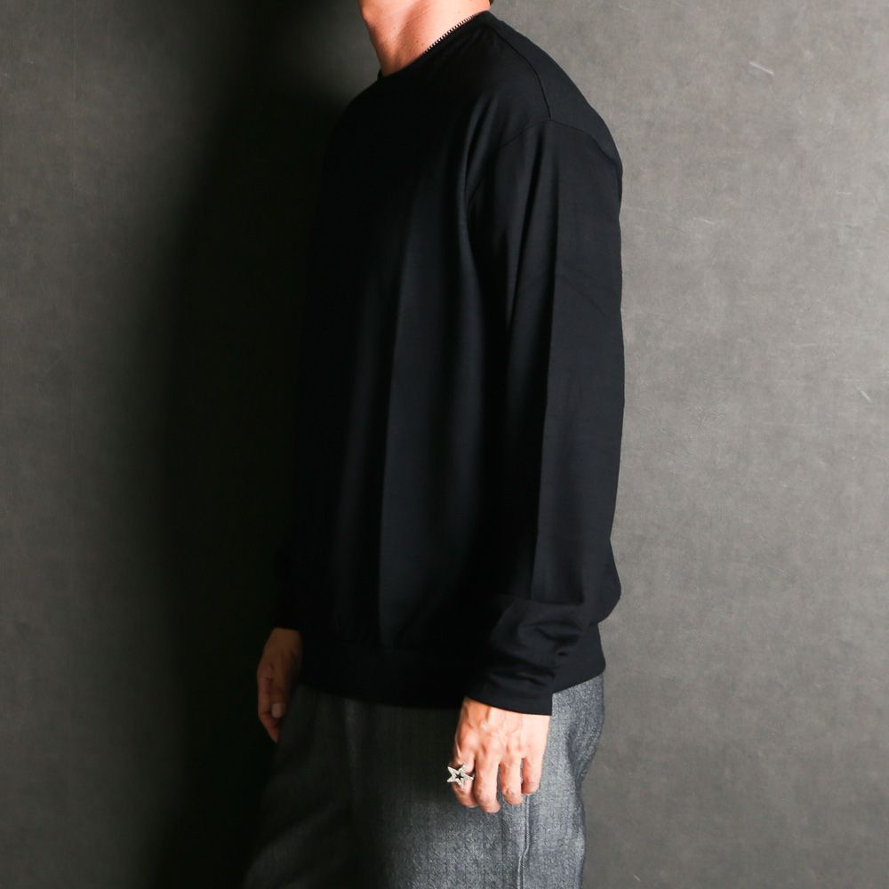 marka - CREW NECK - BLACK / ウォッシャブルウール天竺 - クルー