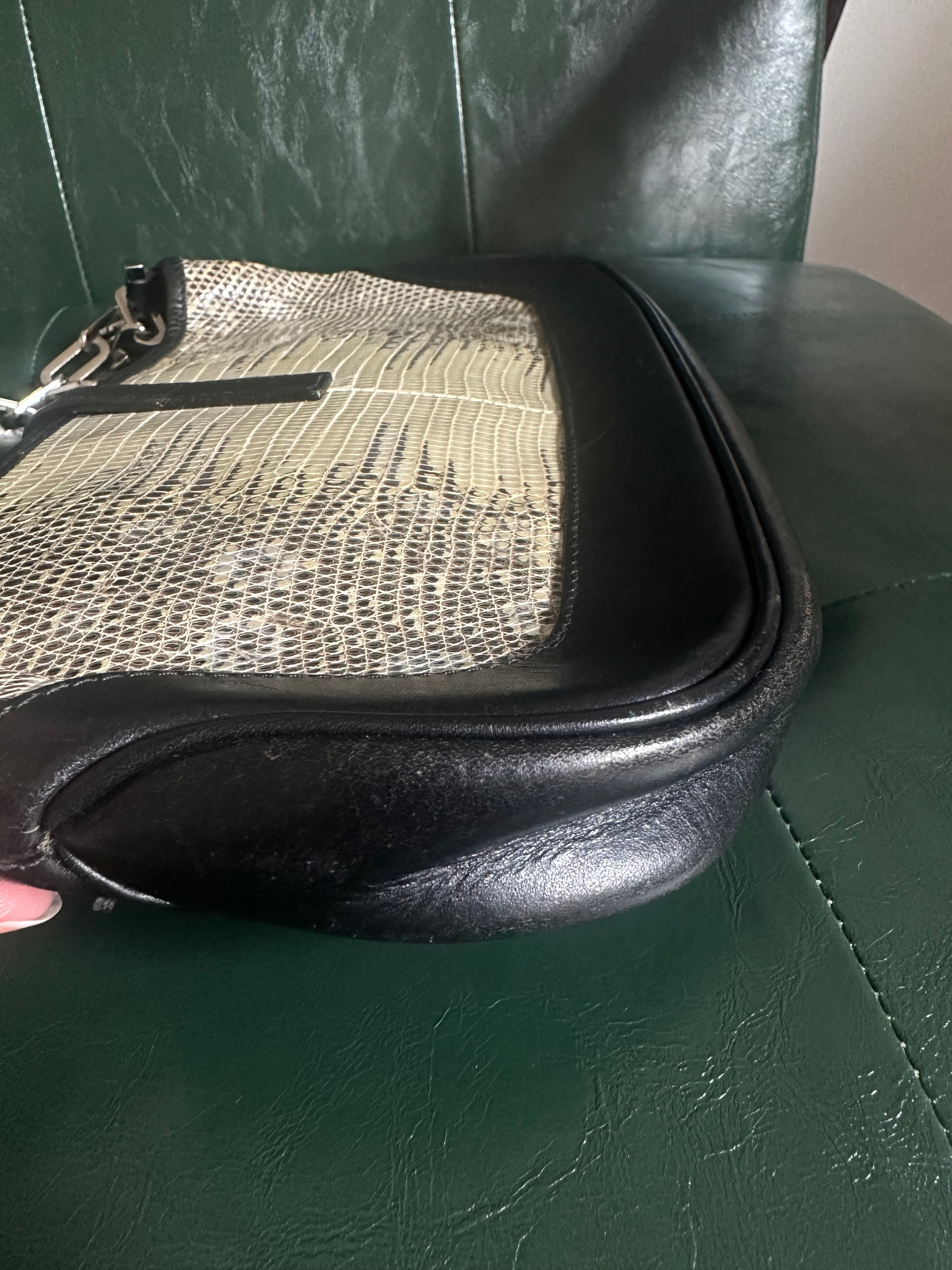 Gucci Jackie in exotic lizard leather silver chain strap - Tom
