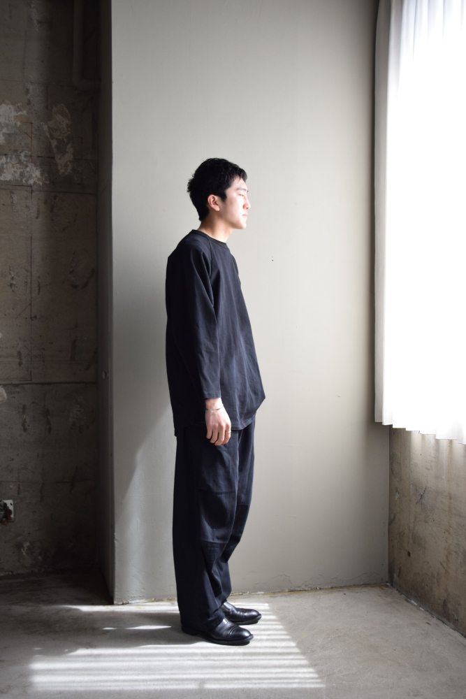 COMOLI (コモリ) コットンジャージ ベースボールTシャツ [BLACK]