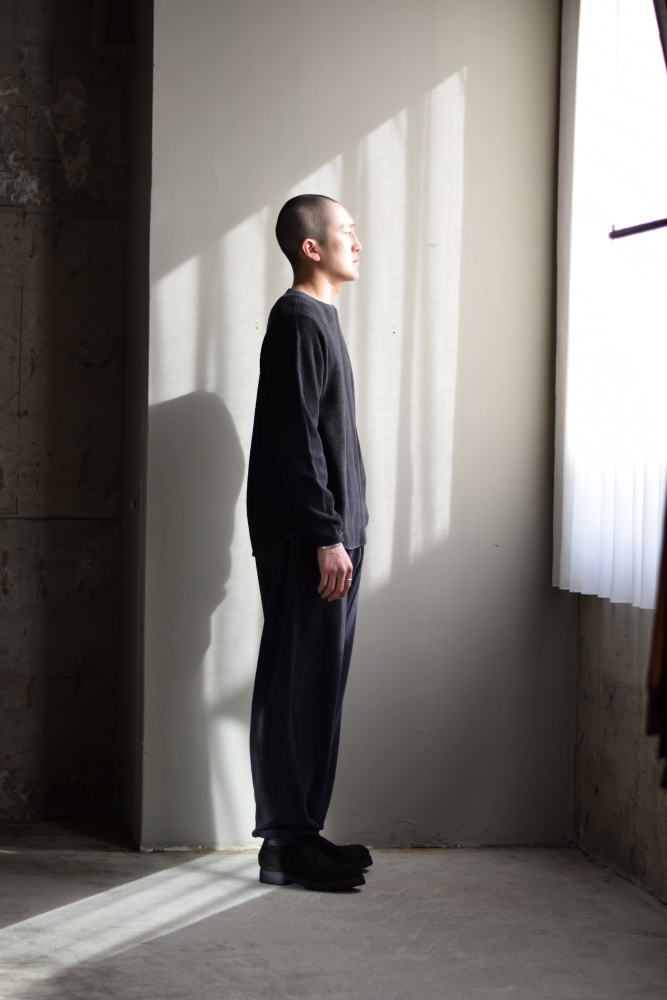 COMOLI (コモリ) フリース クルーネック [FADE BLACK]