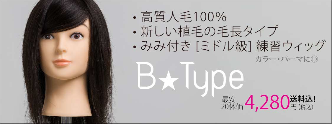 人気! B Type ウィッグ (100%人毛)! 10体セット + 送料無料! | Cutwig