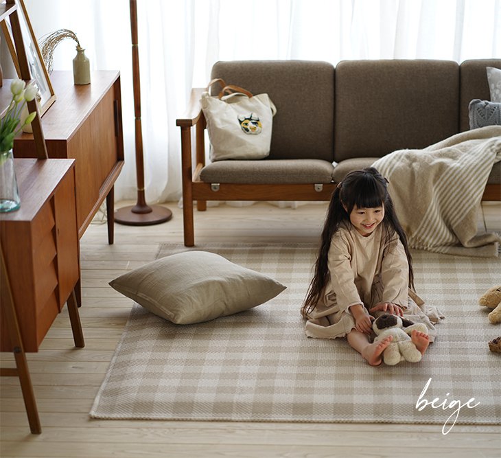 洗える 軽量ラグ ブロックチェック (130×185cm) | cucan ネットショップ