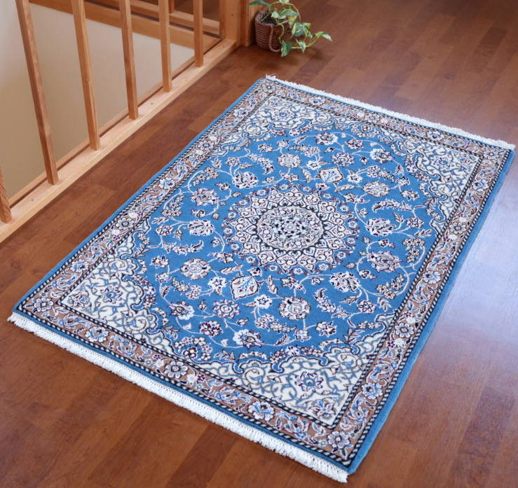 ペルシャ絨毯 玄関マットサイズ 緑 クラフトワーク