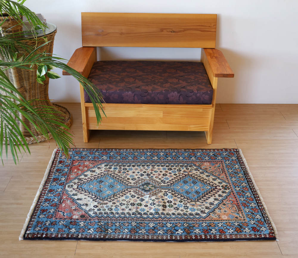 オールドペルシャ絨毯 ヤラメ・ルリ族 玄関マット ウール｜手織ラグの