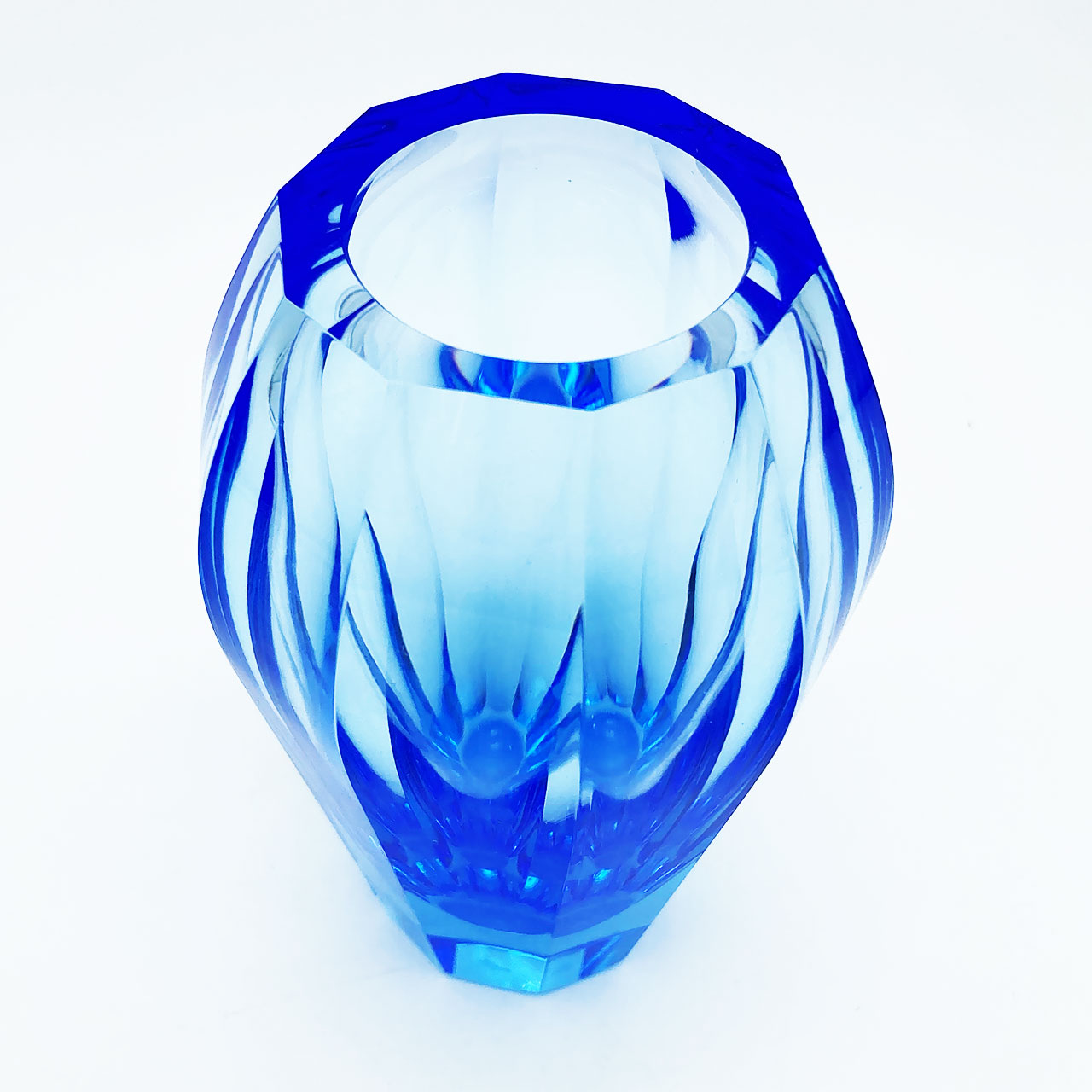 ボヘミアガラス モーゼル 花瓶 マリーンブルー - CRAFTS DESIGN