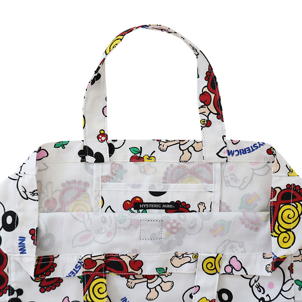 Hystericmini LOVELY FRIENDS総柄 横長トートバッグ 64；イエロー系