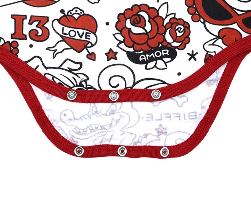 MY FIRST HYSTERIC TATTOO PARLOUR総柄 半袖ロンパース 04；ホワイト系