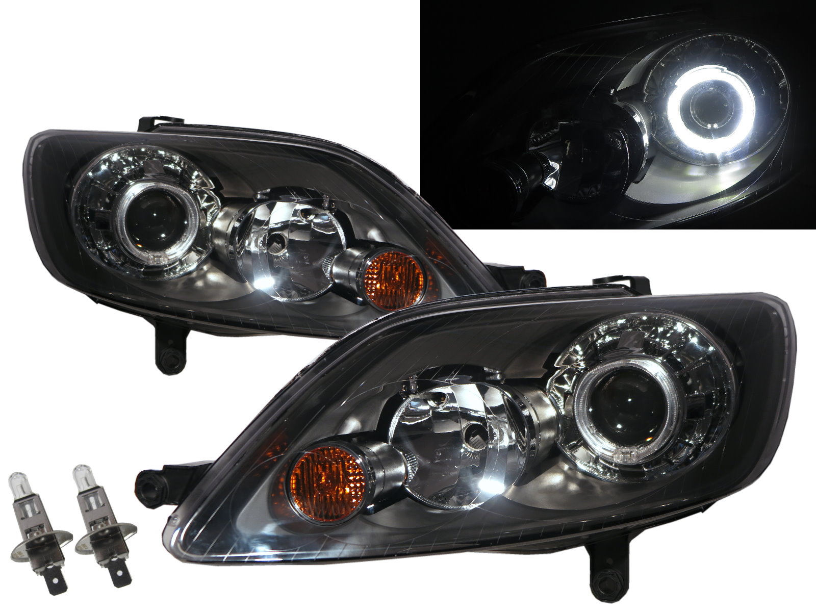 Golf 5 GOLF PLUS 05-08 Guide LED Angel-Eye Headlight Black for VW