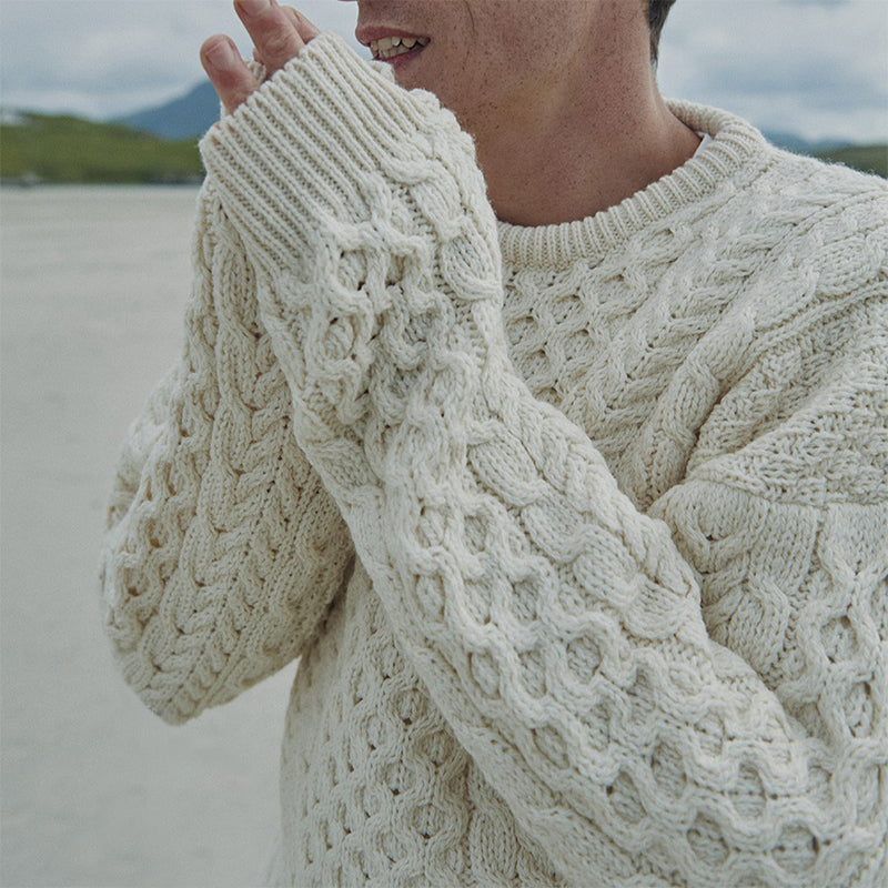 Classic Aran Merino Wool Crew Neck Sweater | 100% Merino wool