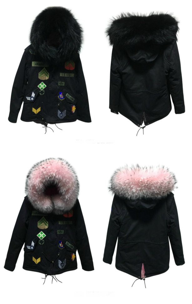 リアルファーフード&ライナー付ワッペン付ミリタリーモッズコート