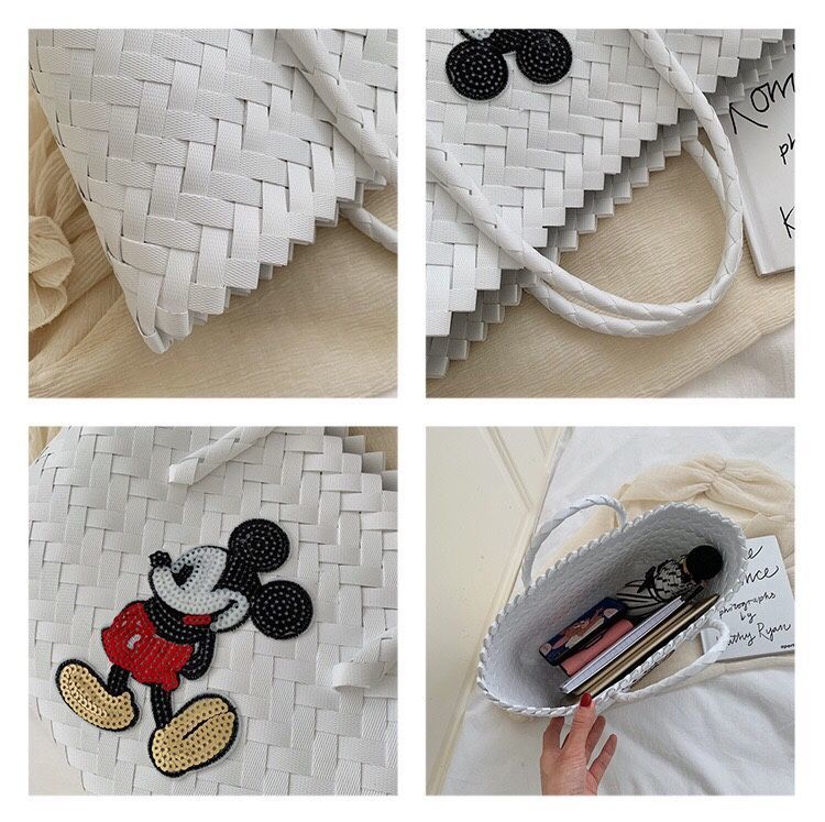 Basket tote bag with sequin Mickey Mouse handbag スパンコールの